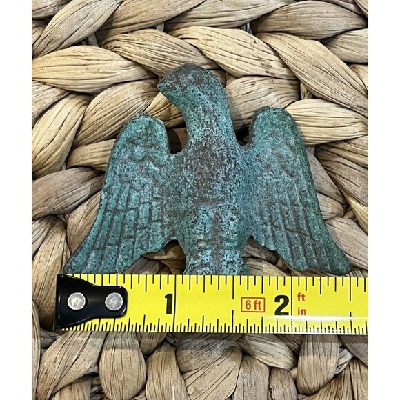 Vintage Patina Wrought Iron American Eagle Flagpole Stove Lamp Finial Topper - Picture 7 of 7